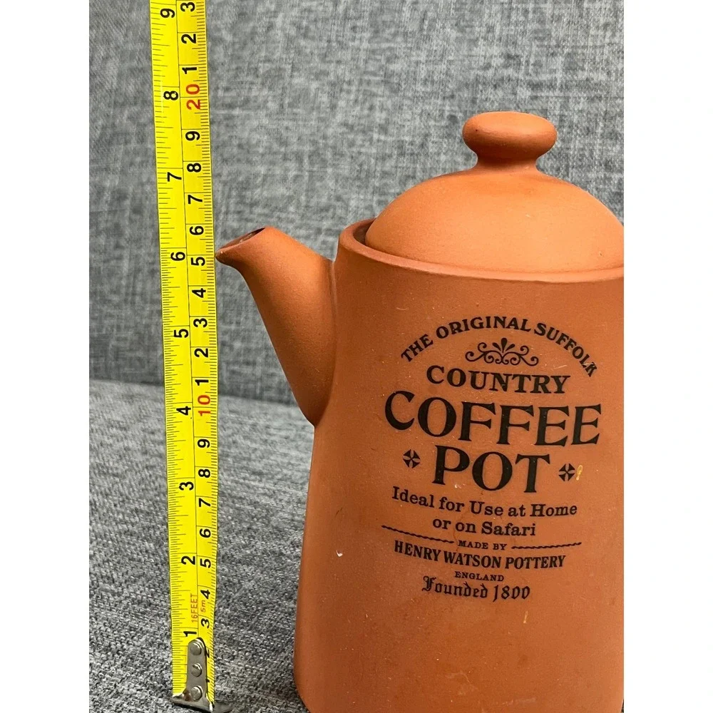 Henry Watson Pottery Original Suffolk Terracotta Coffee Pot Made in England 7.5